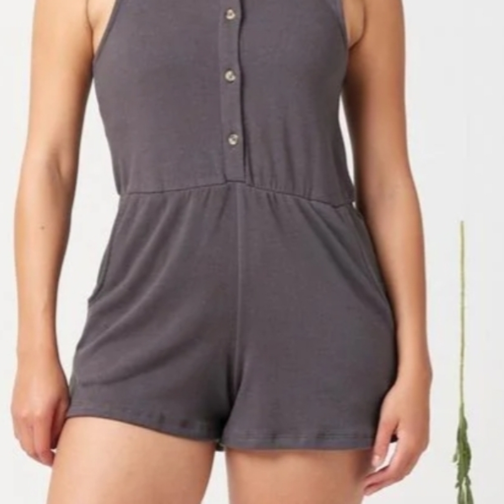 Nwt Womens Plus Size 4x Known Supply Shorts Stylish Charcoal Sleeveless Romper